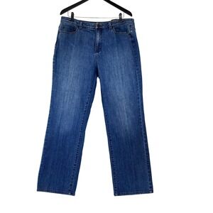 Coldwater Creek Classic Fit Straight Leg Blue Jeans Womens 16 Mid Rise Stretch